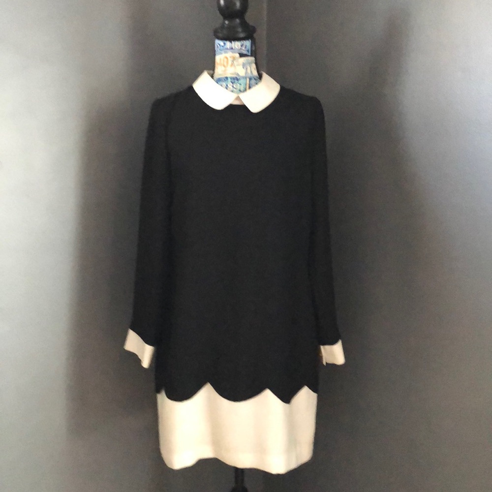 CeCe Vintage Style Black and White Crepe Dress